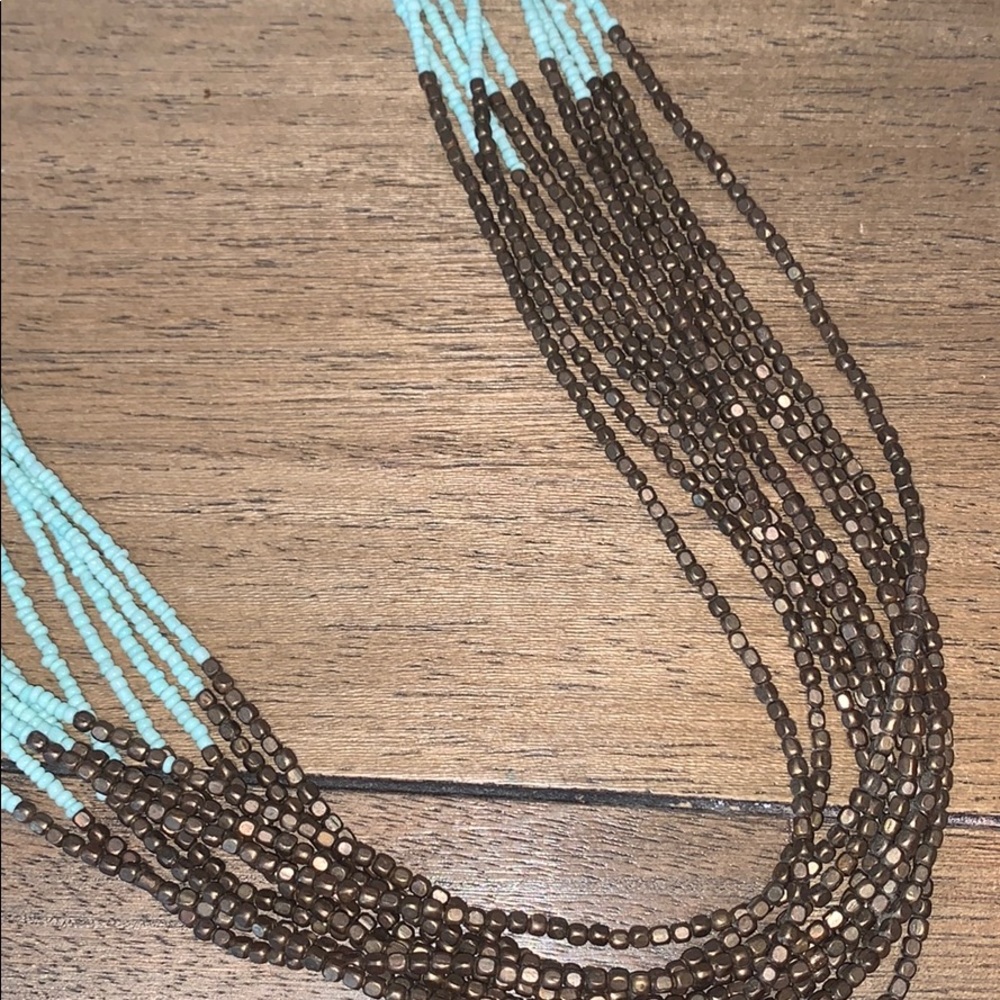 Mint Green and Gold Beaded Necklace